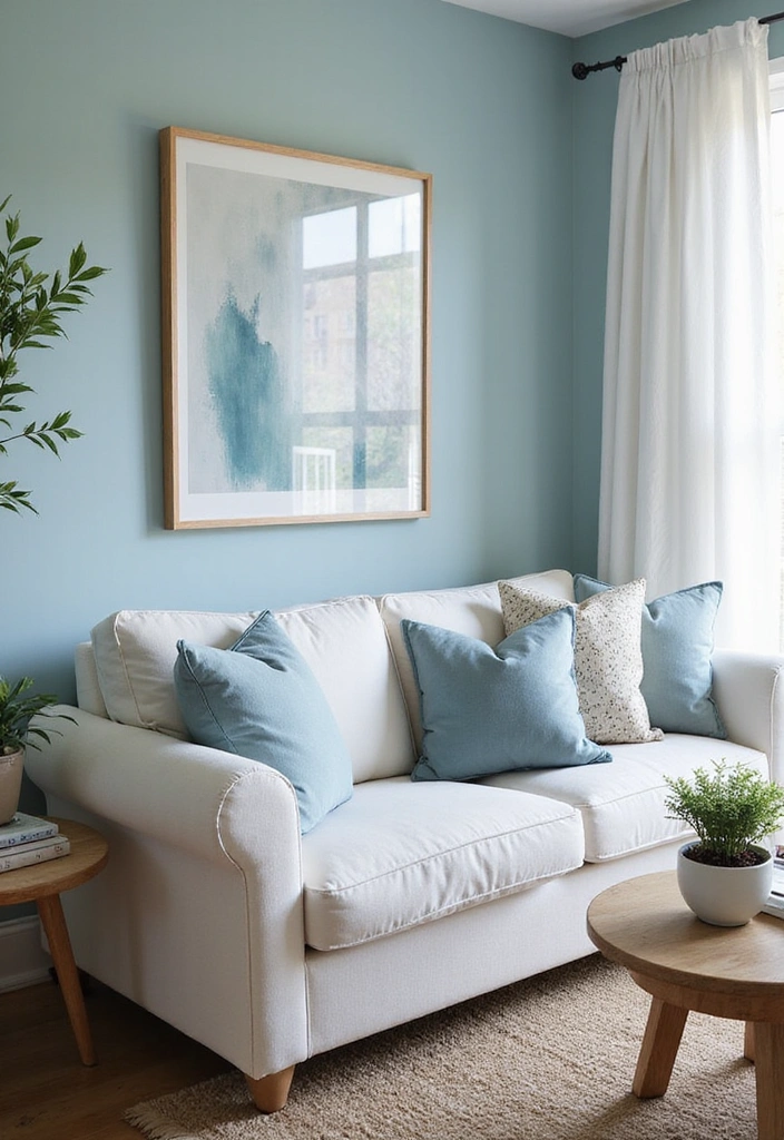 26 Small Living Room Ideas with TV - 18. Relaxing Color Schemes
