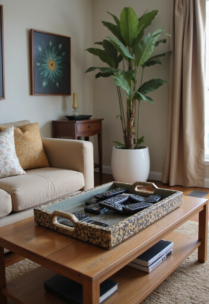 26 Small Living Room Ideas with TV - 21. Artistic Display of Tech Gadgets