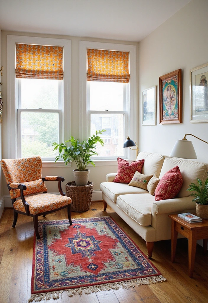 26 Small Living Room Ideas with TV - 23. Playful Patterns