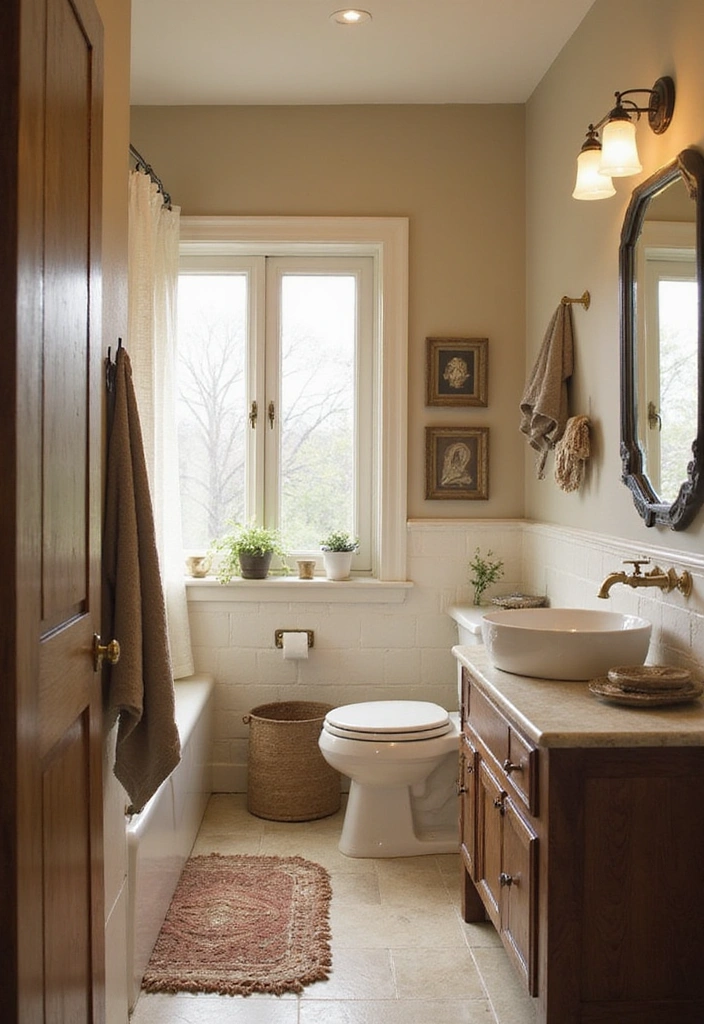 26 Small Rustic Bathroom Ideas - 10. Color Palette