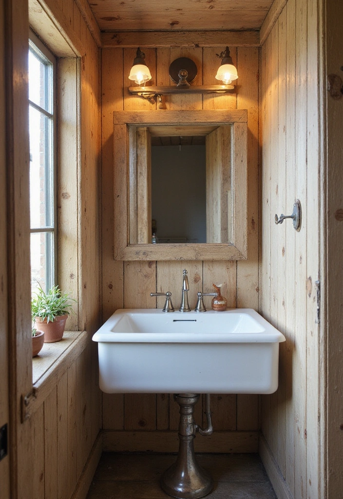 26 Small Rustic Bathroom Ideas - 14. Farmhouse Sink