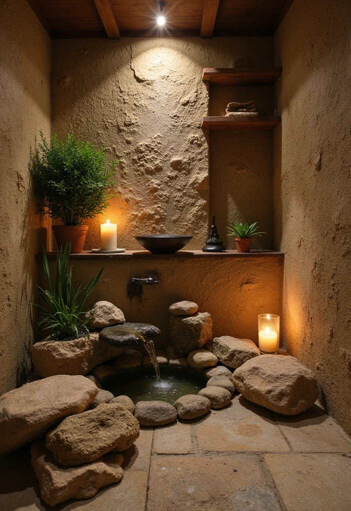 26 Small Rustic Bathroom Ideas - 20. Zen Elements