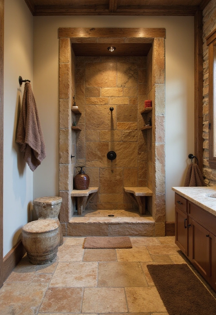 26 Small Rustic Bathroom Ideas - 25. Unique Shower Nooks
