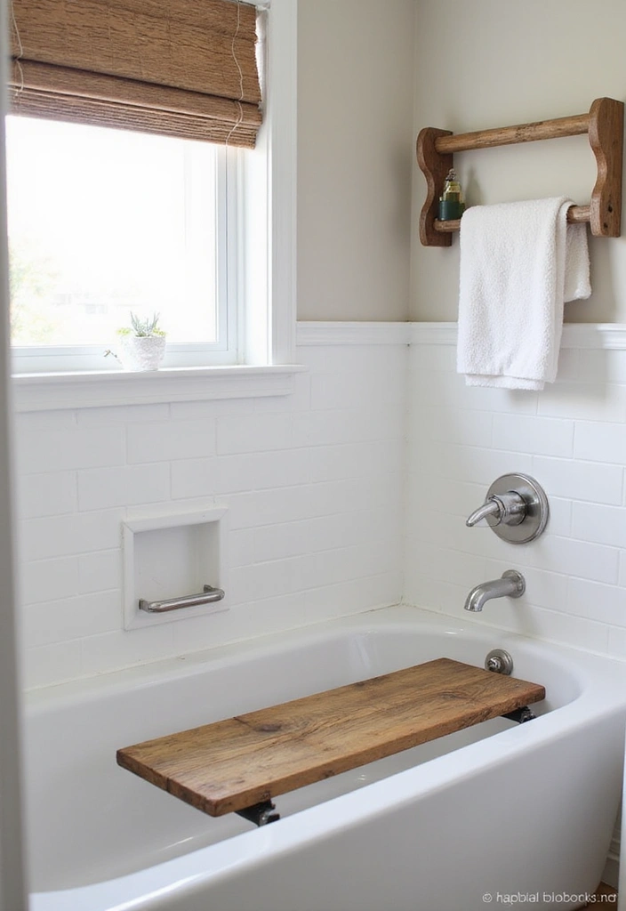 26 Small Rustic Bathroom Ideas - 9. Wooden Accents