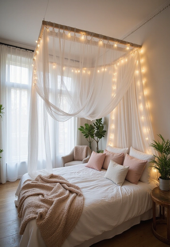 27 Apartment Bedroom Ideas for Couples - 1. Cozy Canopy Retreat