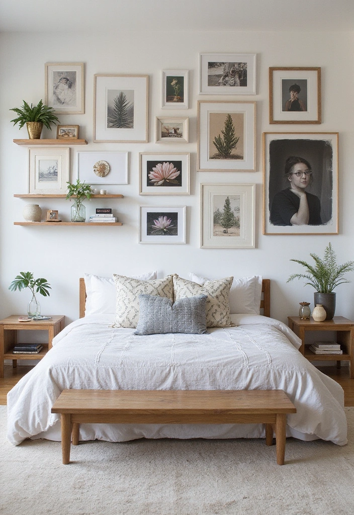 27 Apartment Bedroom Ideas for Couples - 17. Wall Art Displays