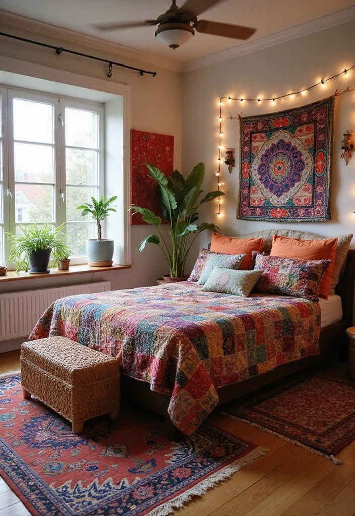27 Apartment Bedroom Ideas for Couples - 3. Bohemian Bliss