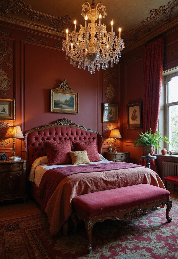 27 Apartment Bedroom Ideas for Couples - 7. Vintage Glamour
