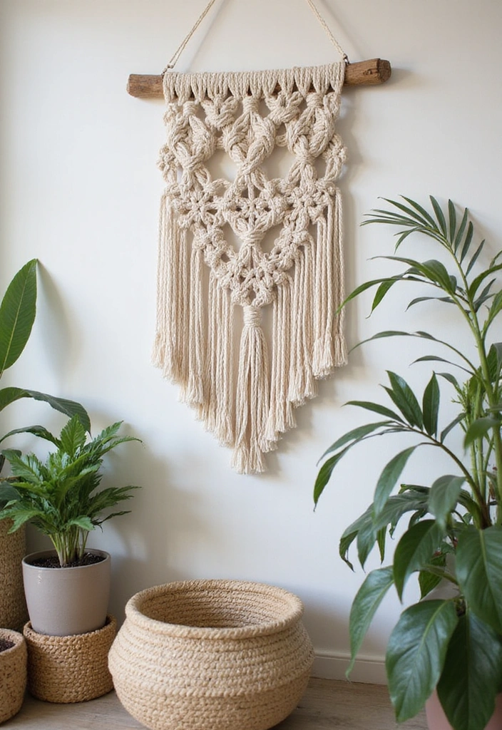 27 Bohemian-Inspired Living Room Wall Decor Ideas - 1. Macramé Wall Hangings
