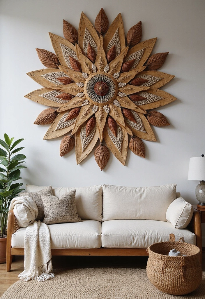 27 Bohemian-Inspired Living Room Wall Decor Ideas - 18. Artistic Wall Panels