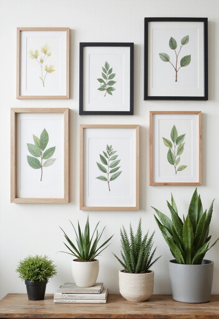 27 Bohemian-Inspired Living Room Wall Decor Ideas - 6. Framed Botanical Prints