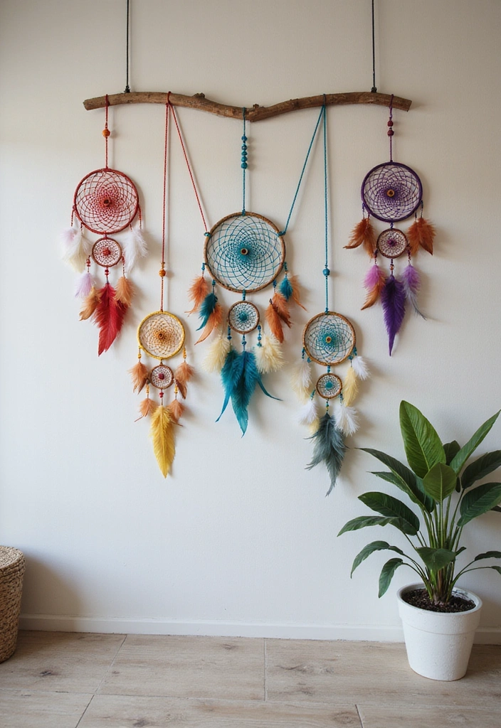 27 Bohemian-Inspired Living Room Wall Decor Ideas - 9. Hanging Dreamcatchers