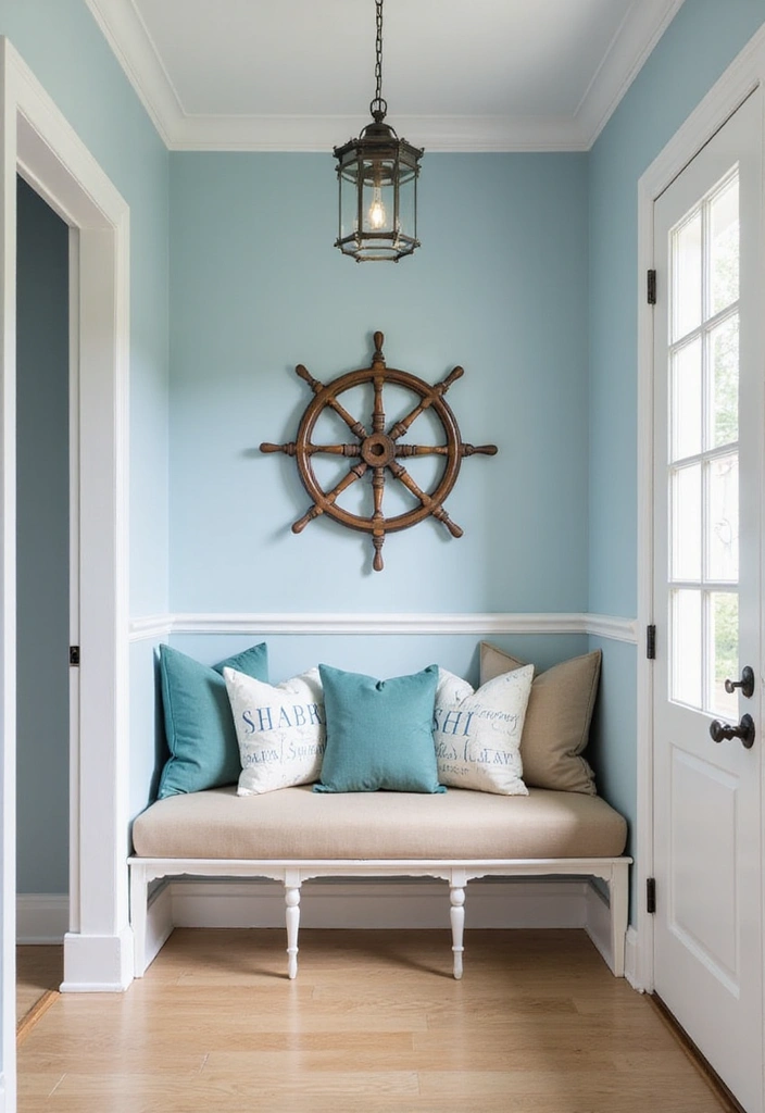 27 Coastal Beach House Entryway Ideas - 1. Nautical Color Palette