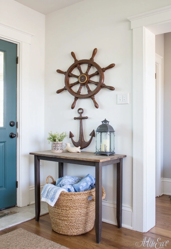 27 Coastal Beach House Entryway Ideas - 11. Nautical Accessories