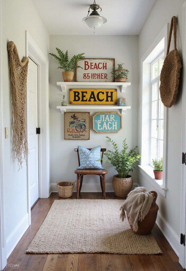 27 Coastal Beach House Entryway Ideas - 17. Vintage Finds