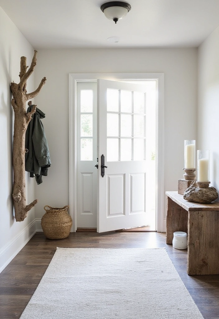 27 Coastal Beach House Entryway Ideas - 4. Driftwood Decor