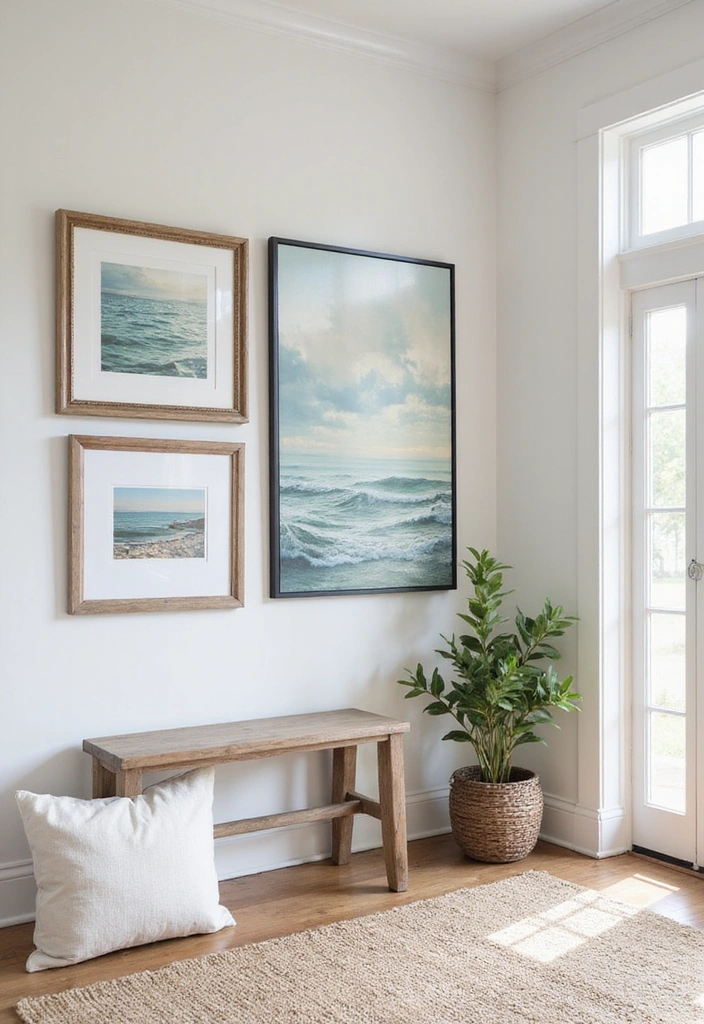 27 Coastal Beach House Entryway Ideas - 5. Ocean-inspired Art