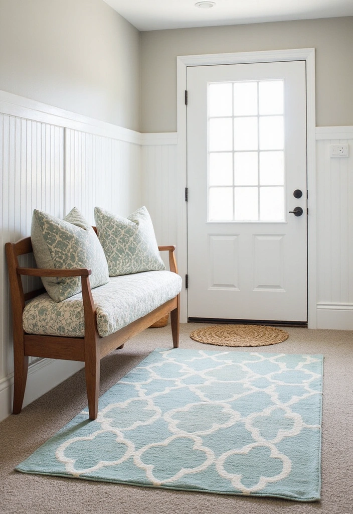 27 Coastal Beach House Entryway Ideas - 7. Coastal Rugs