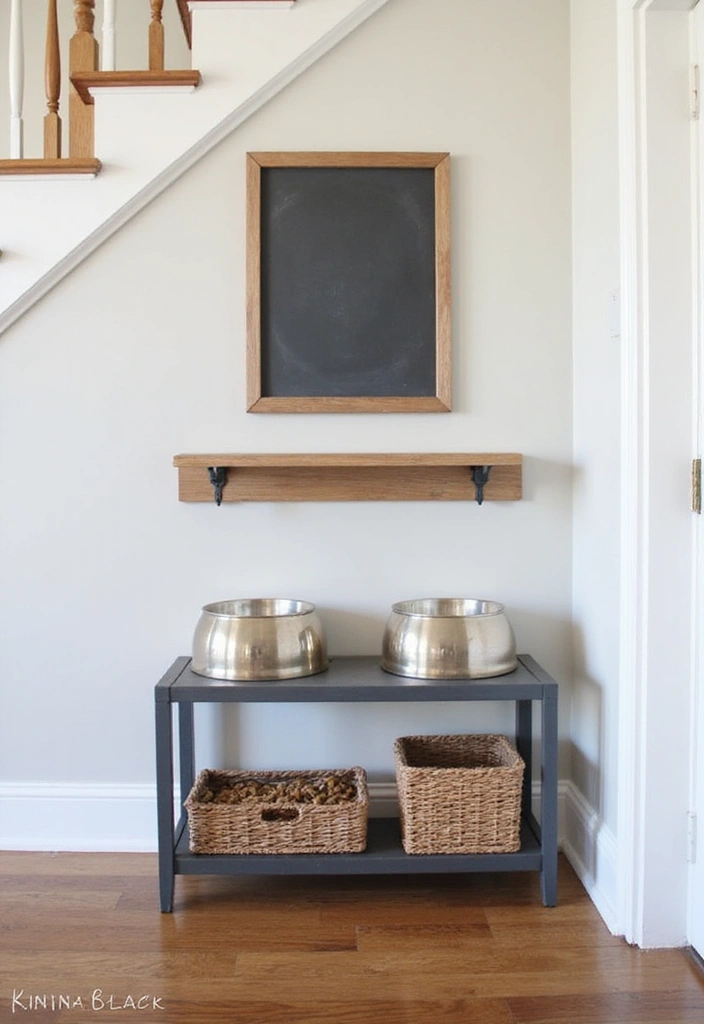 27 Dog Room Ideas Under Stairs - 11. Wall-Mounted Feeding Station