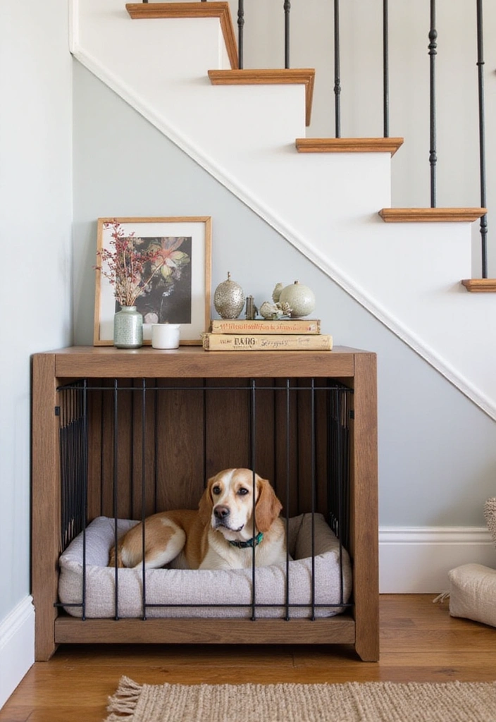 27 Dog Room Ideas Under Stairs - 6. Modern Pet Crate Design