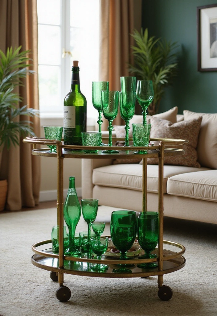 27 Emerald Green and Gold Living Room Ideas - 20. Emerald Green and Gold Glassware