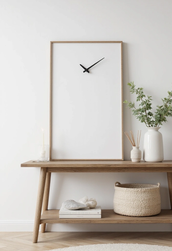 27 Entryway Table Decor Ideas for a Minimalist Home - 12. Chic Clock