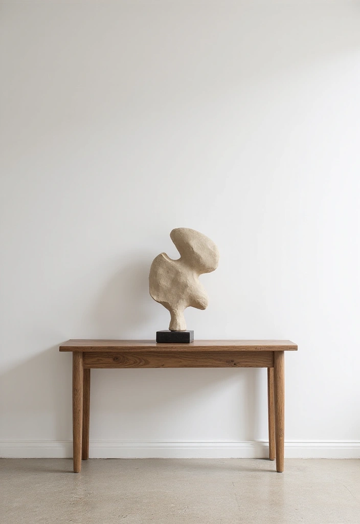 27 Entryway Table Decor Ideas for a Minimalist Home - 13. Unique Sculptural Pieces