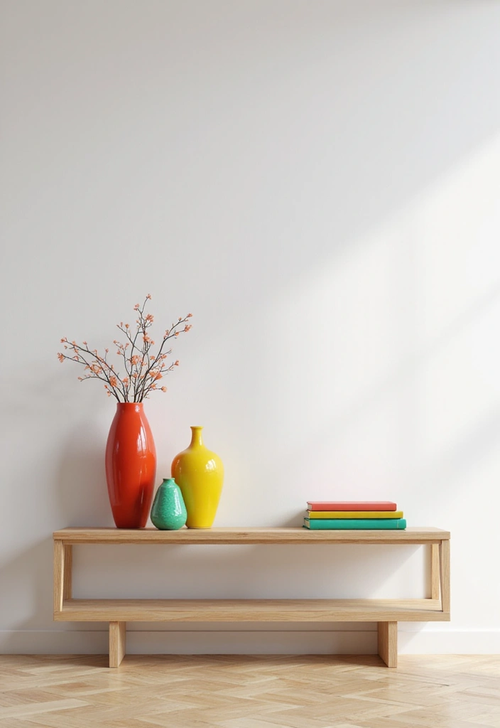 27 Entryway Table Decor Ideas for a Minimalist Home - 14. Colorful Accents