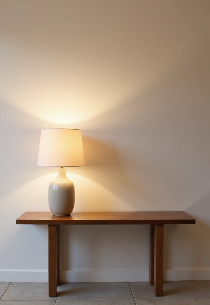 27 Entryway Table Decor Ideas for a Minimalist Home - 16. Elegant Lighting