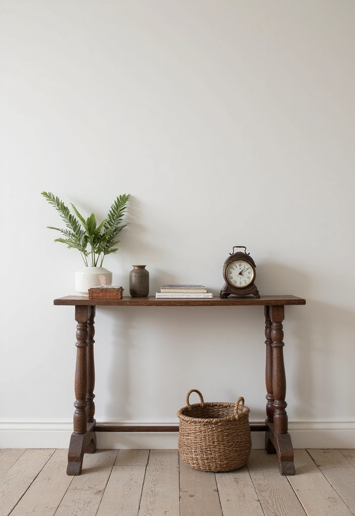 27 Entryway Table Decor Ideas for a Minimalist Home - 17. Vintage Finds