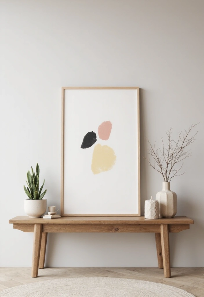 27 Entryway Table Decor Ideas for a Minimalist Home - 7. Minimalist Artwork