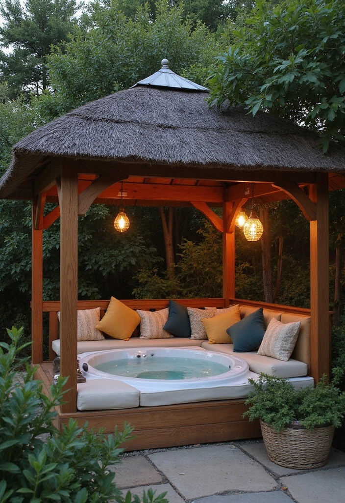 27 Hot Tub Privacy Ideas - 10. Stylish Gazebos