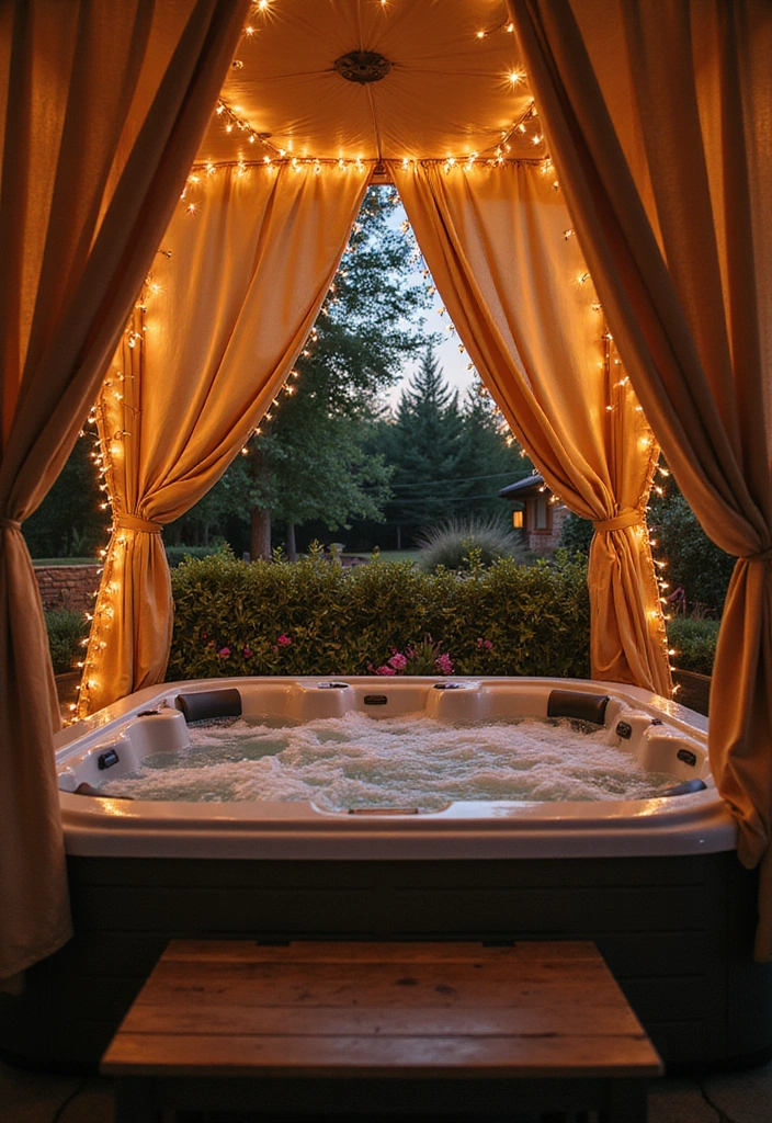 27 Hot Tub Privacy Ideas - 13. Luxurious Canopies