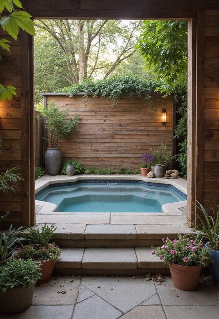 27 Hot Tub Privacy Ideas - 14. Rustic Wood Screens