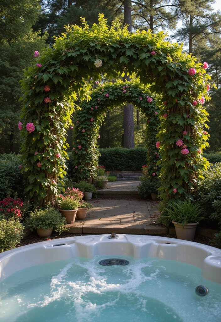 27 Hot Tub Privacy Ideas - 15. Charming Trellises