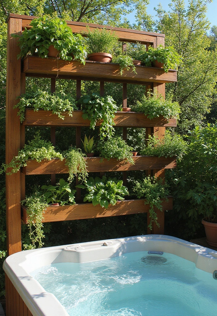 27 Hot Tub Privacy Ideas - 2. Vertical Garden Screens