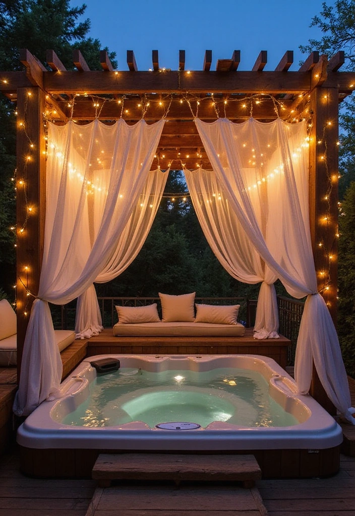 27 Hot Tub Privacy Ideas - 3. Cozy Pergolas