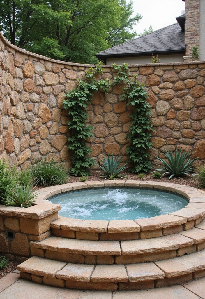 27 Hot Tub Privacy Ideas - 8. Stone Walls
