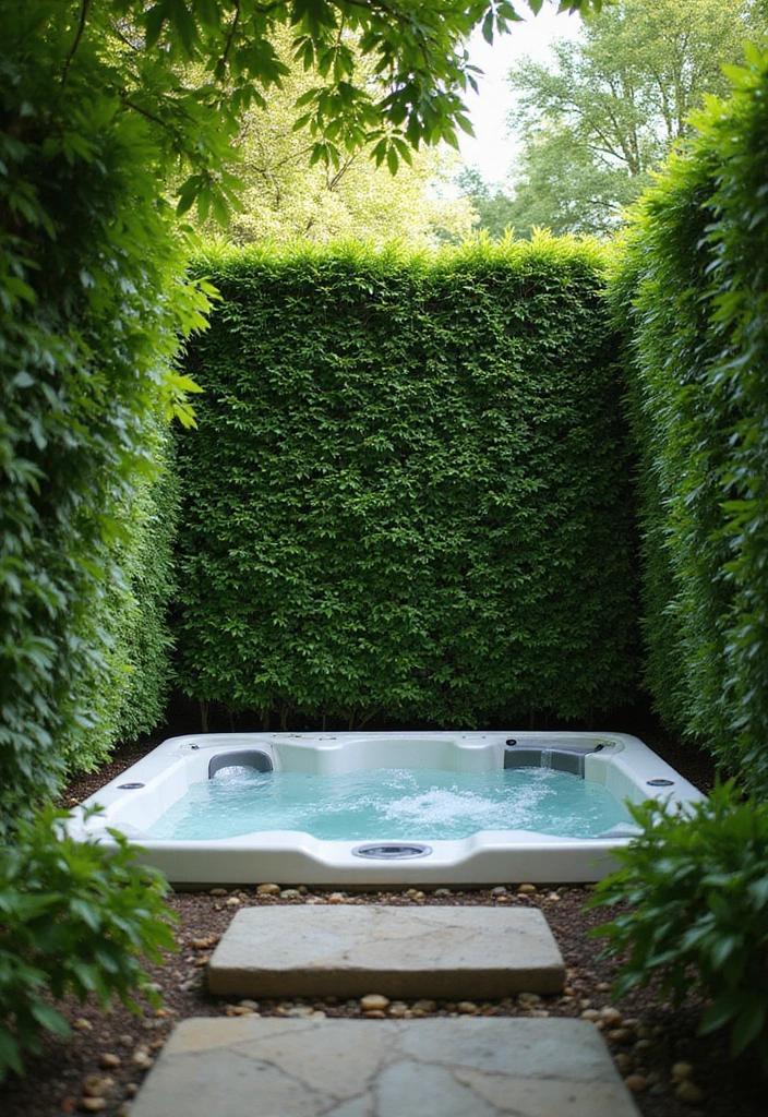 27 Hot Tub Privacy Ideas - 9. Privacy Hedge