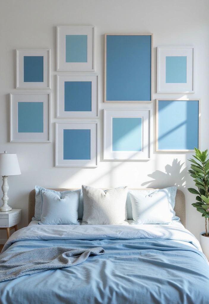 27 Picture Wall Ideas for Bedroom - 11. Monochromatic Color Scheme