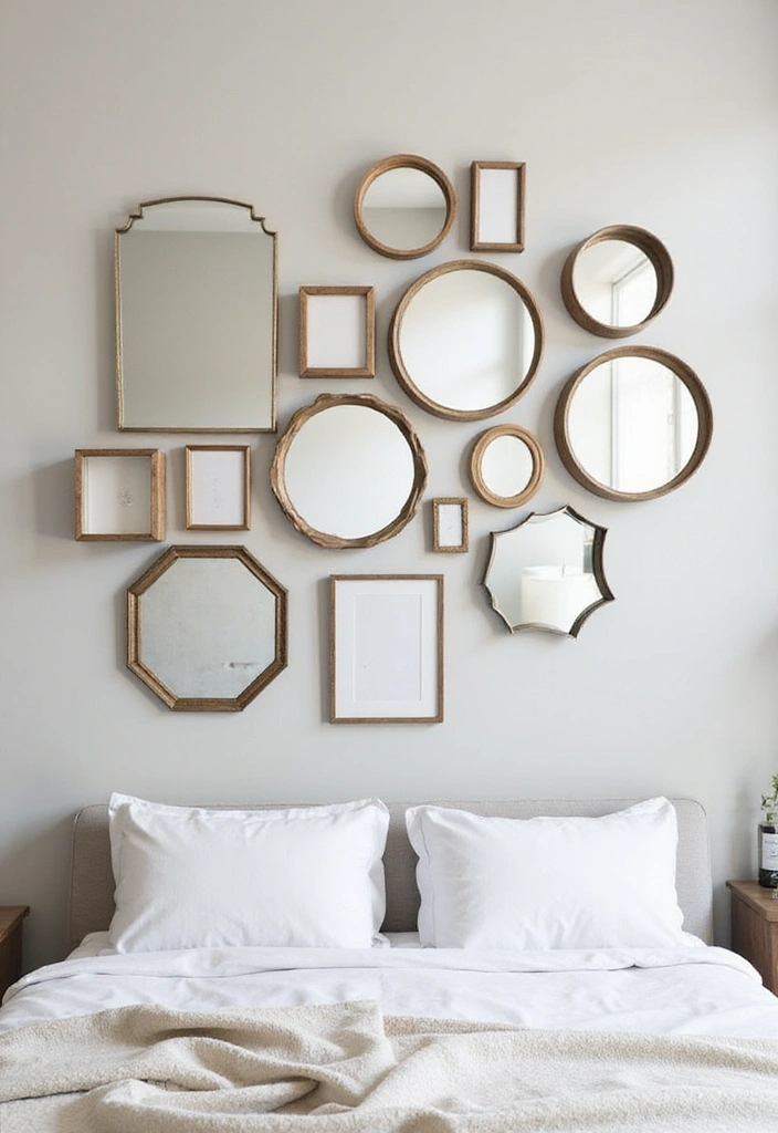 27 Picture Wall Ideas for Bedroom - 12. Creative Use of Mirrors