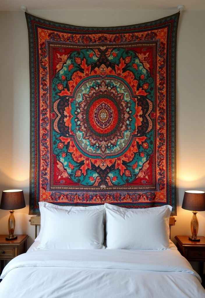 27 Picture Wall Ideas for Bedroom - 15. Wall Tapestries as Art