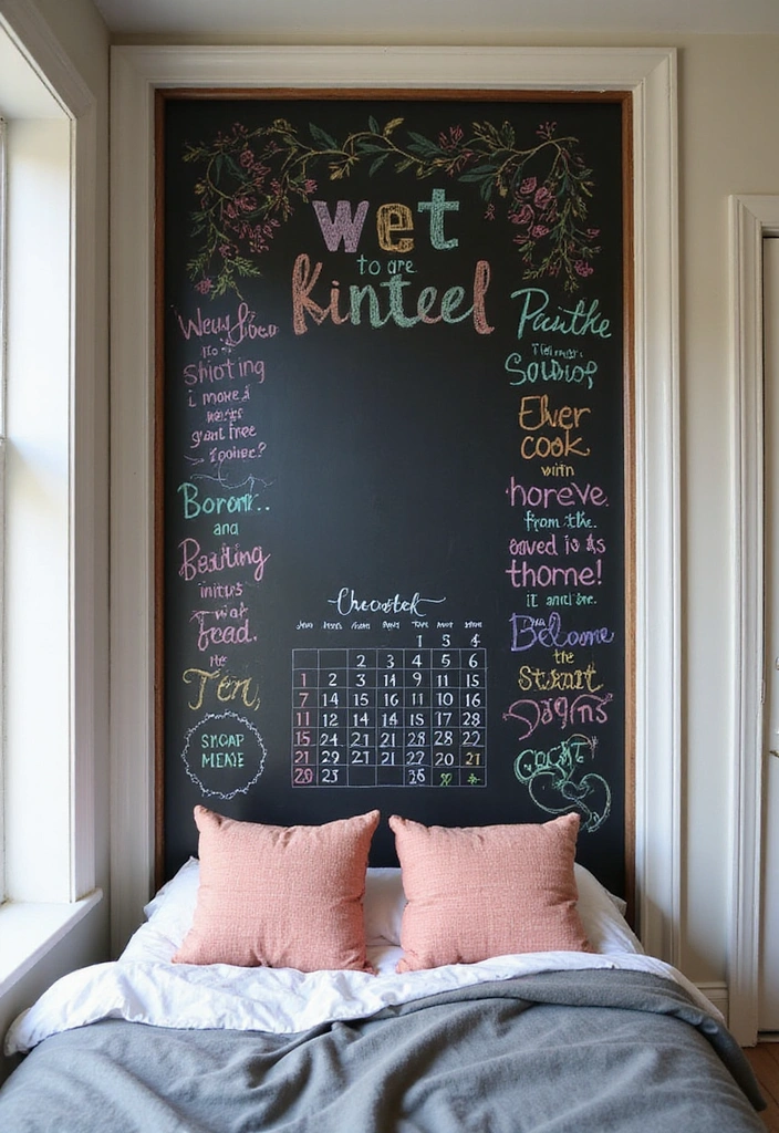 27 Picture Wall Ideas for Bedroom - 17. Chalkboard Wall Art