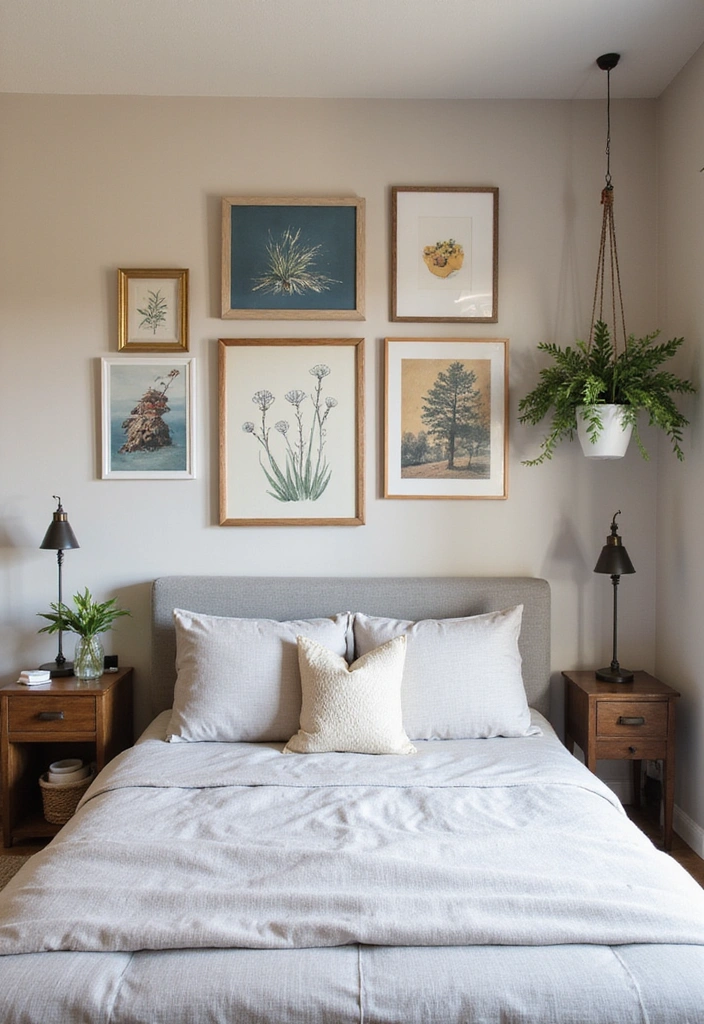 27 Picture Wall Ideas for Bedroom - 18. Art from Local Artists