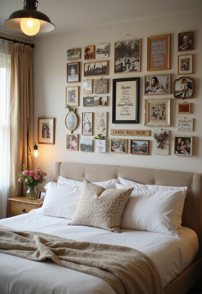 27 Picture Wall Ideas for Bedroom - 21. Personal Story Collage
