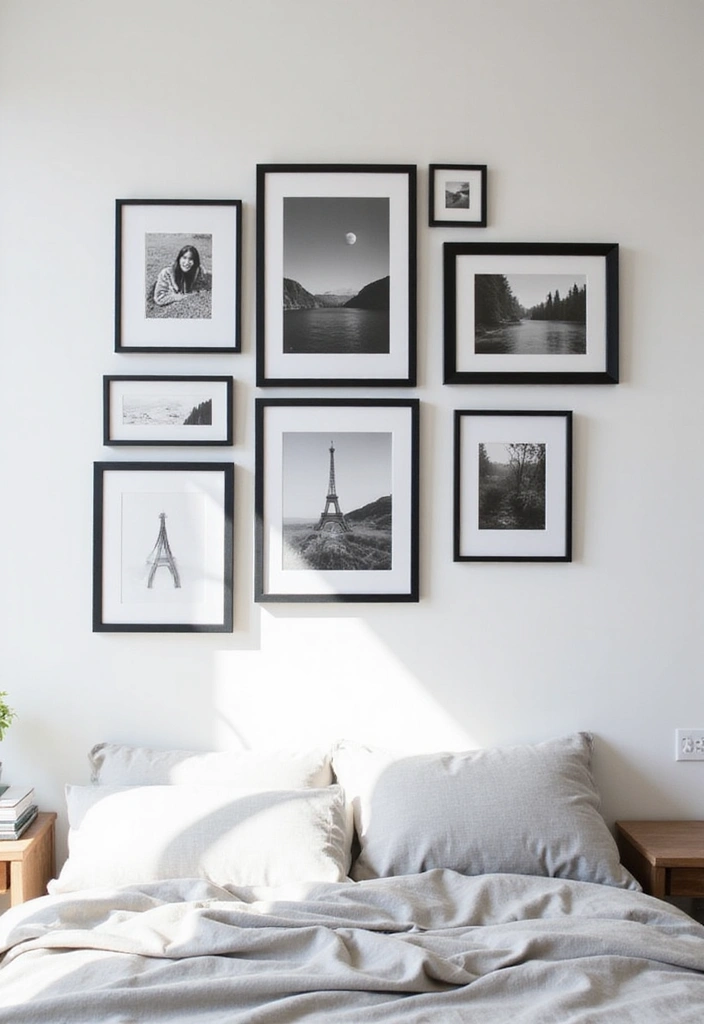 27 Picture Wall Ideas for Bedroom - 5. Minimalist Black and White