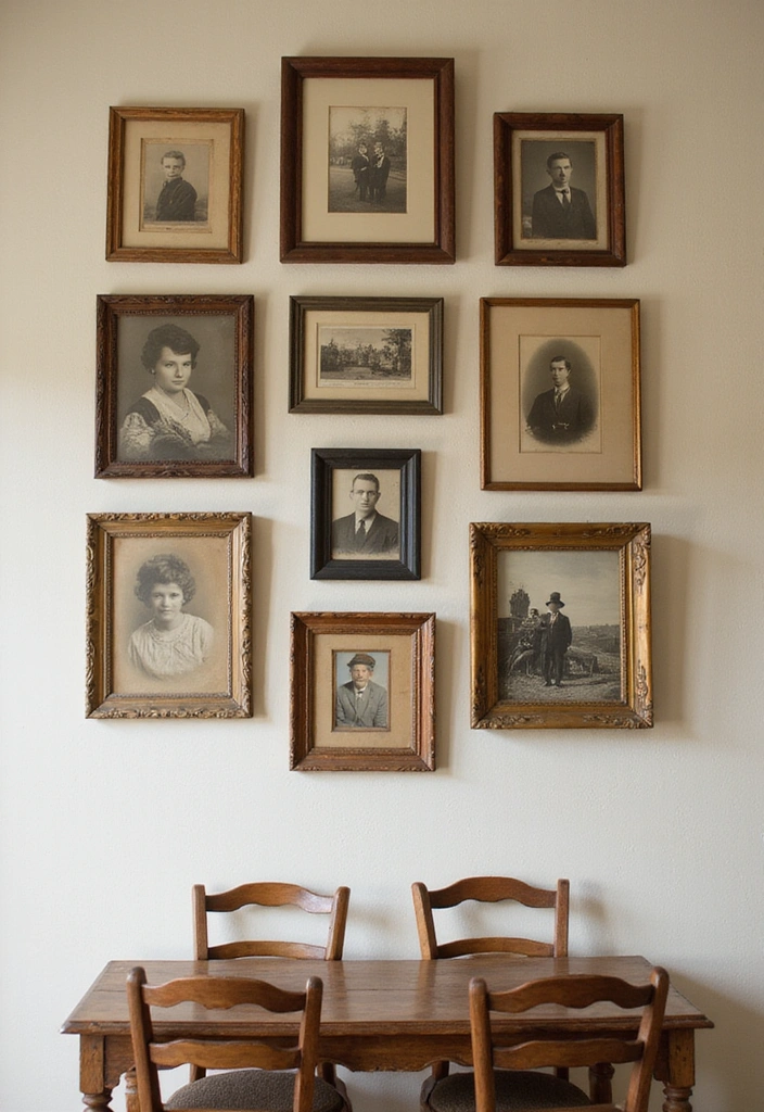 27 Picture Wall Ideas for Bedroom - 7. Vintage Charm with Old Frames
