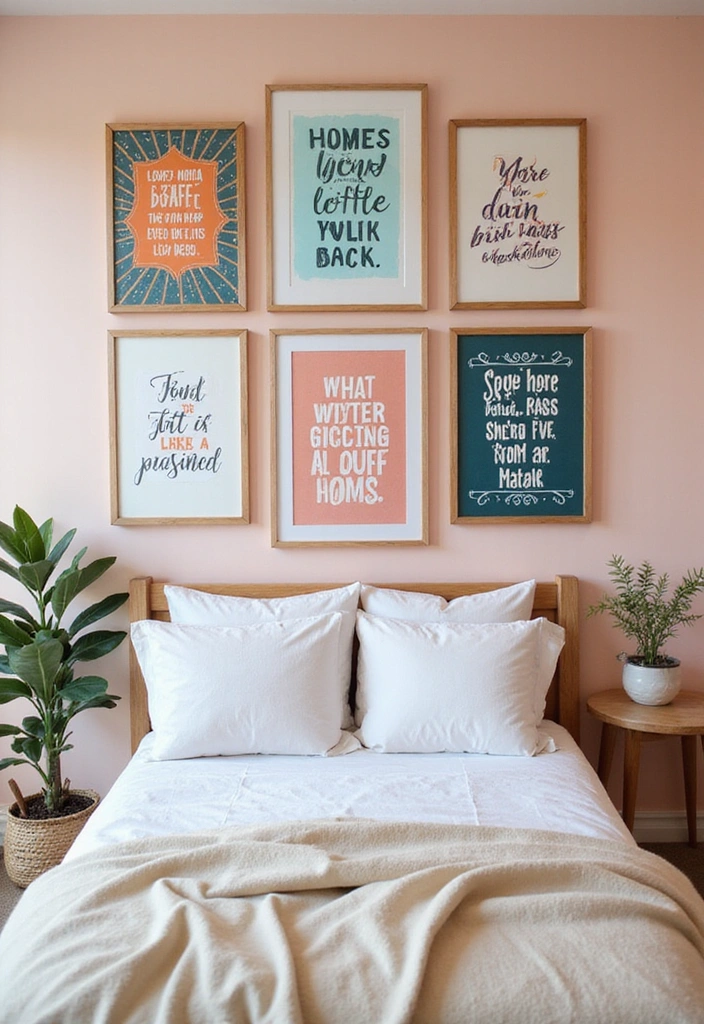 27 Picture Wall Ideas for Bedroom - 9. Inspirational Quote Wall