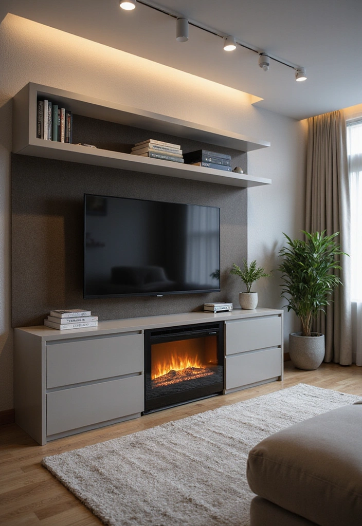 27 Small Living Room Ideas with TV and Fireplace - 15. Tech-Savvy Space