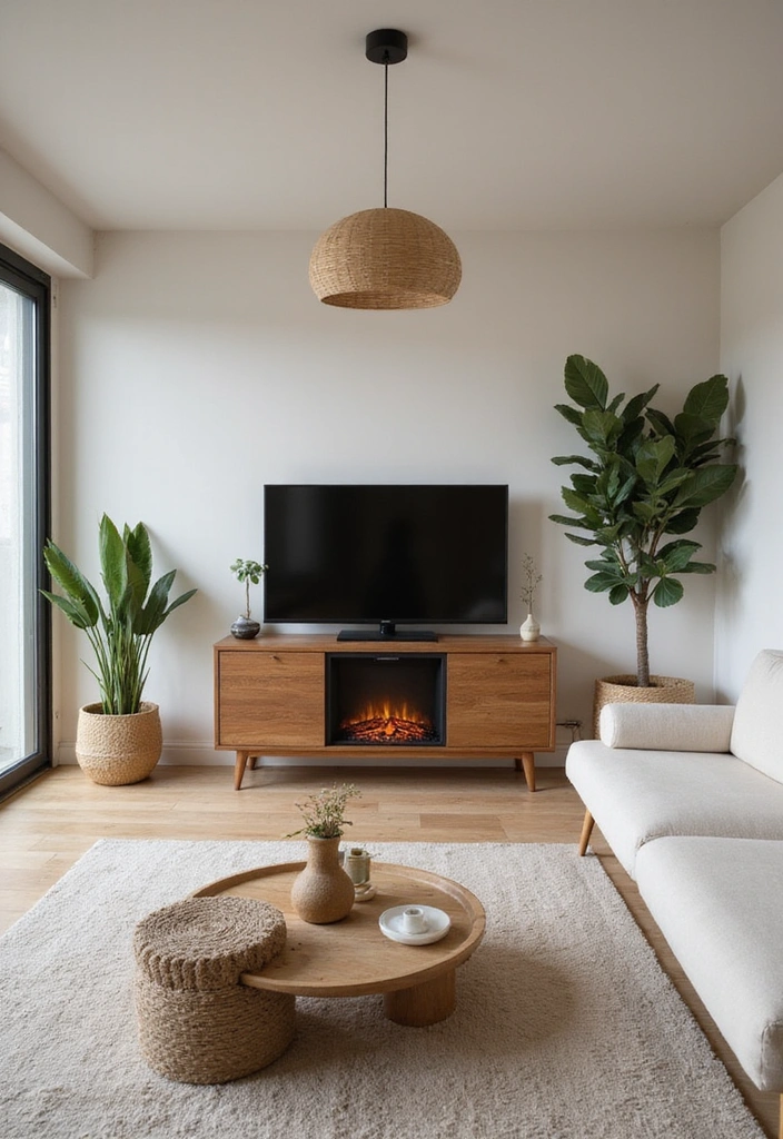 27 Small Living Room Ideas with TV and Fireplace - 16. Zen Retreat